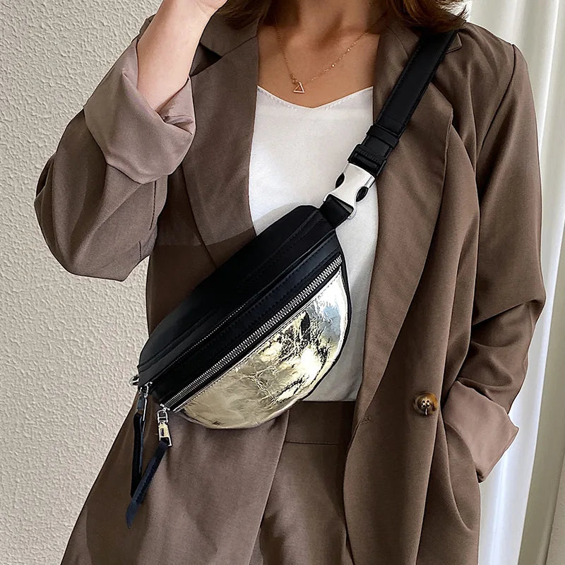 Nylon Chest Bag Chain Crossbody Bags Women Shoulder Waist Pack
