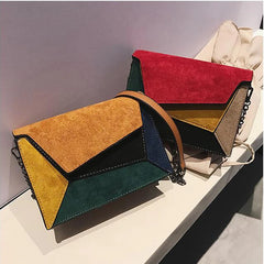 Matte Patchwork Crossbody Bag Women Small Square Chain Flap Handbag Lady Purse