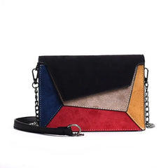 Matte Patchwork Crossbody Bag Women Chain Flap Handbag Small Square Bag