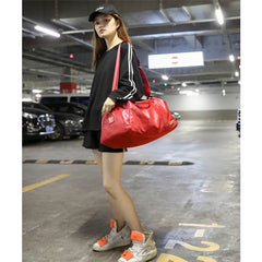 Leather Sport Bag Gym Bag with Shoe Compartment for Women Men
