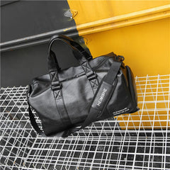 Leather Sport Bag Gym Bag with Shoe Compartment for Women Men