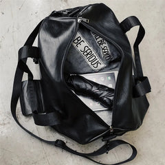 Leather Sport Bag Gym Bag with Shoe Compartment for Women Men