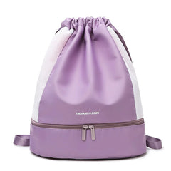 Sport Drawstring Backpack Waterproof Gym Bag with Shoe Compartment