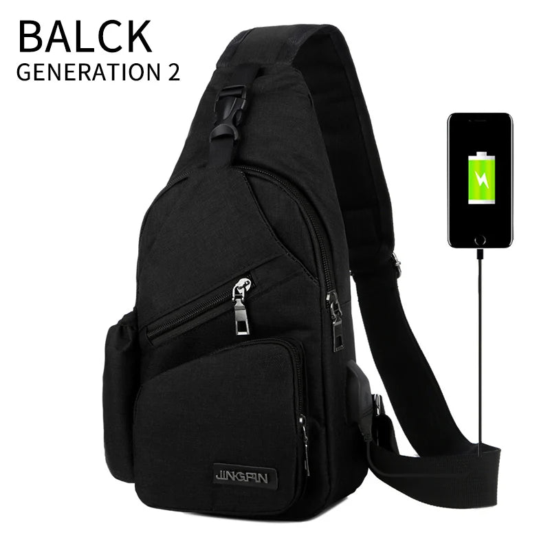 Women's Sport USB Charging Crossbody Bag Nylon Shoulder Bag for Short Trip