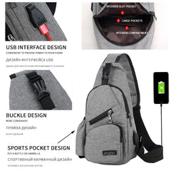 Women's Sport USB Charging Crossbody Bag Nylon Shoulder Bag for Short Trip