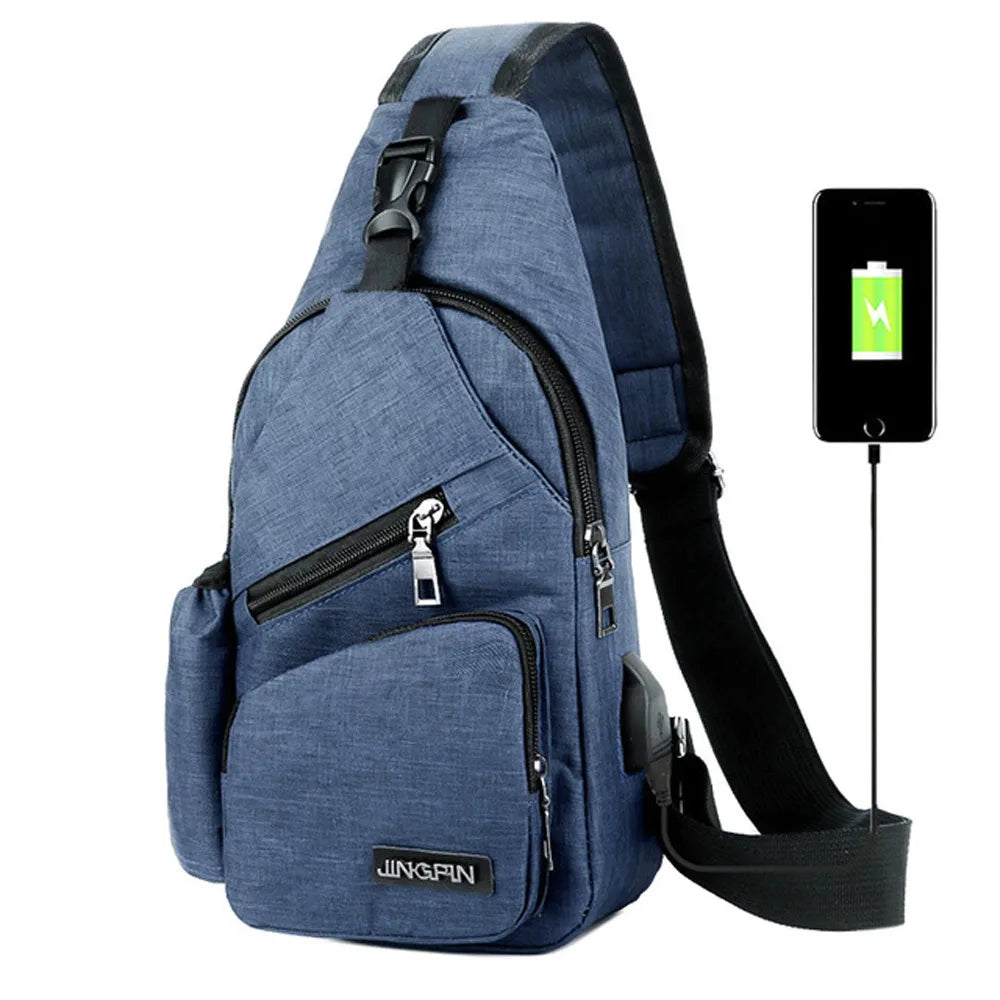 Women's Sport USB Charging Crossbody Bag Nylon Shoulder Bag for Short Trip