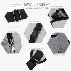 Women's Sport USB Charging Crossbody Bag Nylon Shoulder Bag for Short Trip