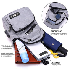Women's Sport USB Charging Crossbody Bag Nylon Shoulder Bag for Short Trip