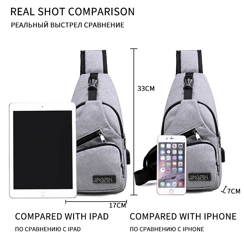 Women's Sport USB Charging Crossbody Bag Nylon Shoulder Bag for Short Trip