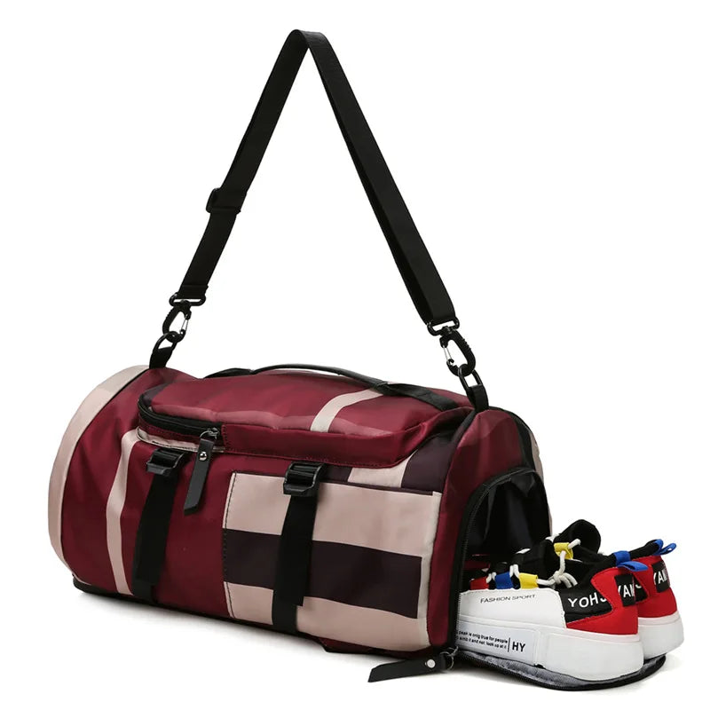 Women's Sports Bag Large Capacity Handbag Waterproof Gym Duffle Backpack