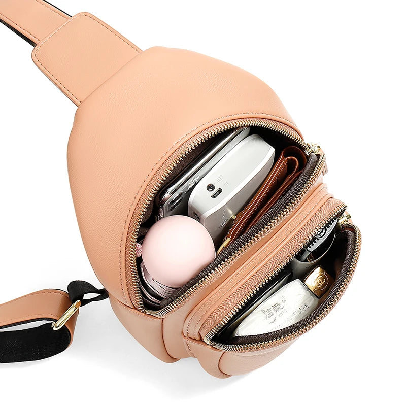 Women's Sports Casual PU Leather Waist Pack Crossbody Bag