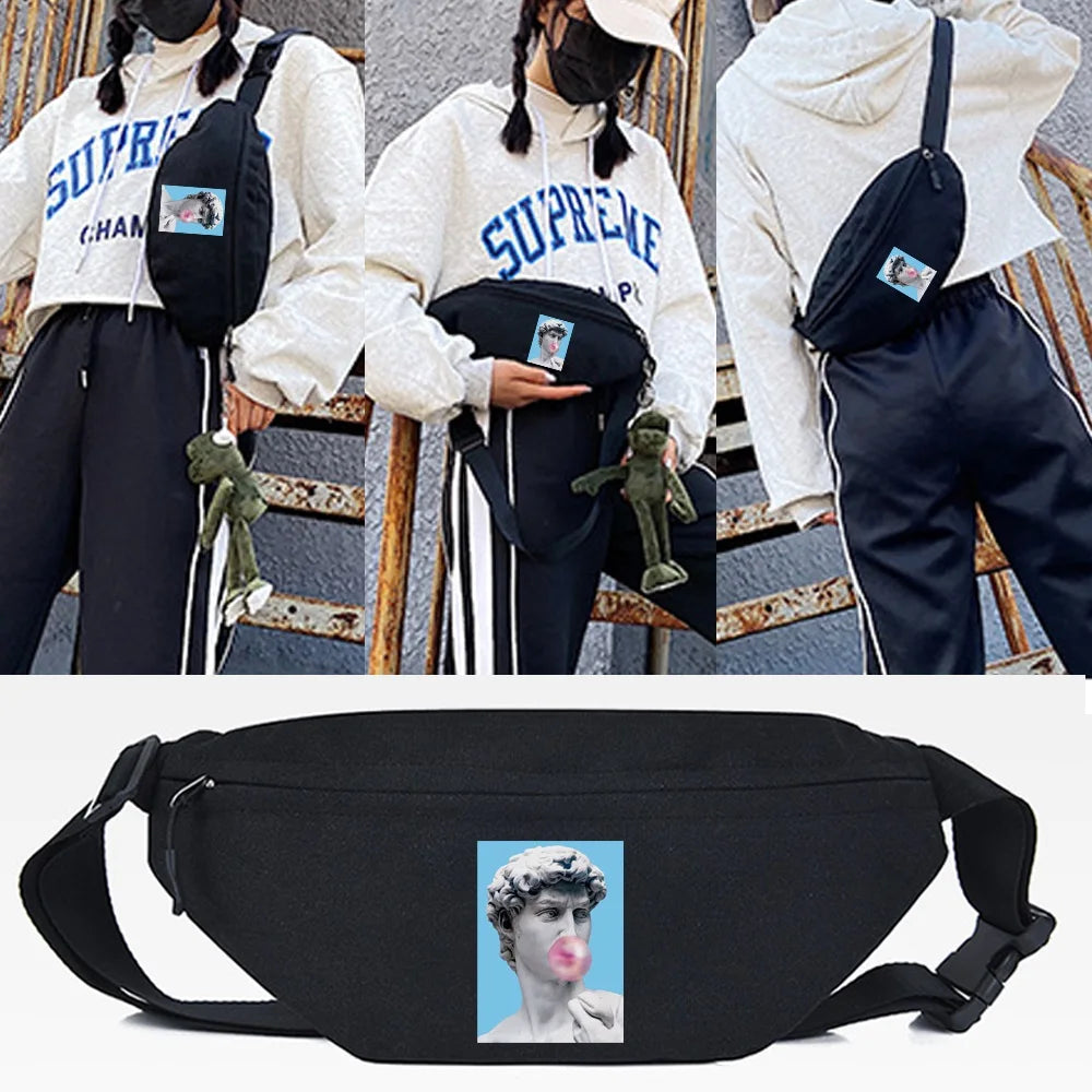 Young Girl Print Waist Bag for Running Gym, Women Men Chest Pack