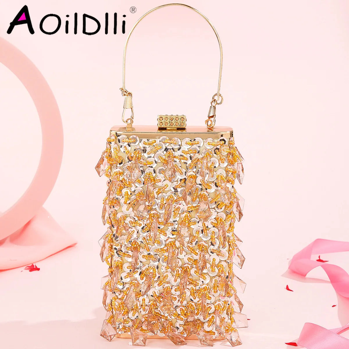 European Embroidery Beaded Evening Bag Heavy Industry Banquet Dress Clutch