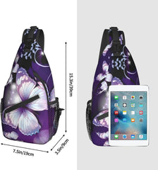 Purple Butterfly Shoulder Bag Crossbody Mini Sling Waterproof Daypack