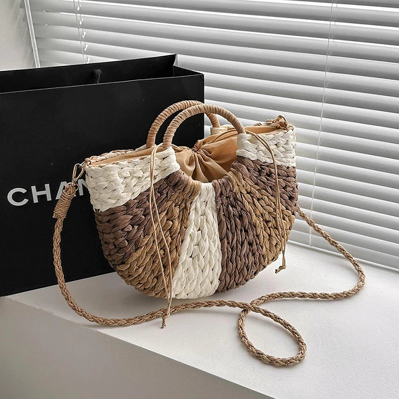 Spring & Summer Women Bags Straw Beach Hobo Bag Large Capacity Woven Bag