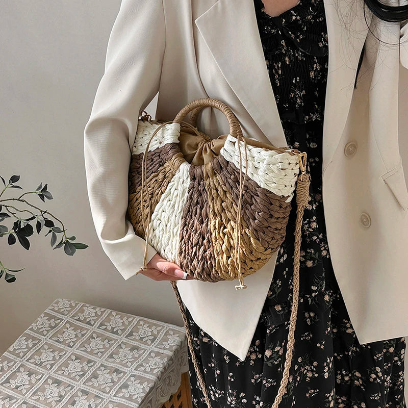 Spring & Summer Women Bags Straw Beach Hobo Bag Large Capacity Woven Bag