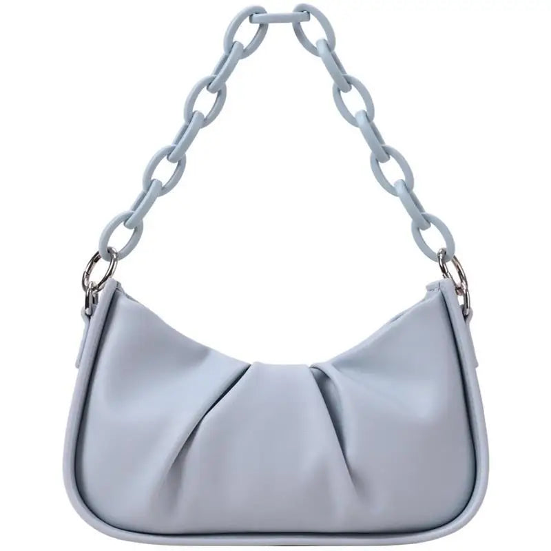 Spring Top-Handle Handbag Pleated Retro PU Leather Shoulder Bag