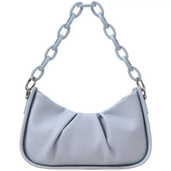 Spring Top-Handle Handbag Pleated Retro PU Leather Shoulder Bag