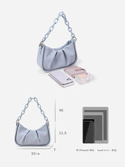 Spring Top-Handle Handbag Pleated Retro PU Leather Shoulder Bag