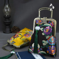 Spring Flowers Fringe Vintage Bag Crossbody Bag Women's Handbag Purse