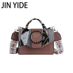 Spring Women's Bag PU Leather Ribbons Ladies Handbags Wide Strap Crossbody Bags