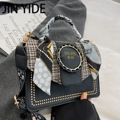 Spring Women's Bag PU Leather Ribbons Ladies Handbags Wide Strap Crossbody Bags