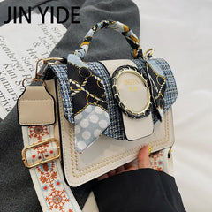 Spring Women's Bag PU Leather Ribbons Ladies Handbags Wide Strap Crossbody Bags