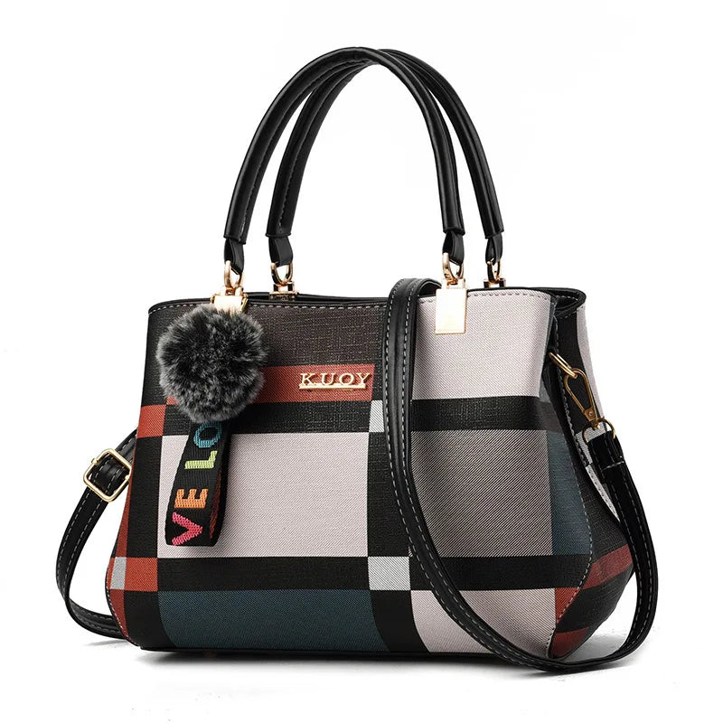 Spring Plaid Shoulder Bag Women Large Capacity High Messenger Handbag