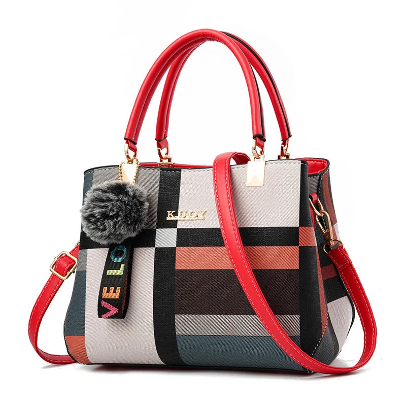 Spring Plaid Shoulder Bag Women Large Capacity High Messenger Handbag