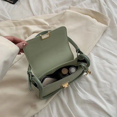 Spring Underarm Shoulder Bags Women Contrast PU Leather Flap Handbag Clutch