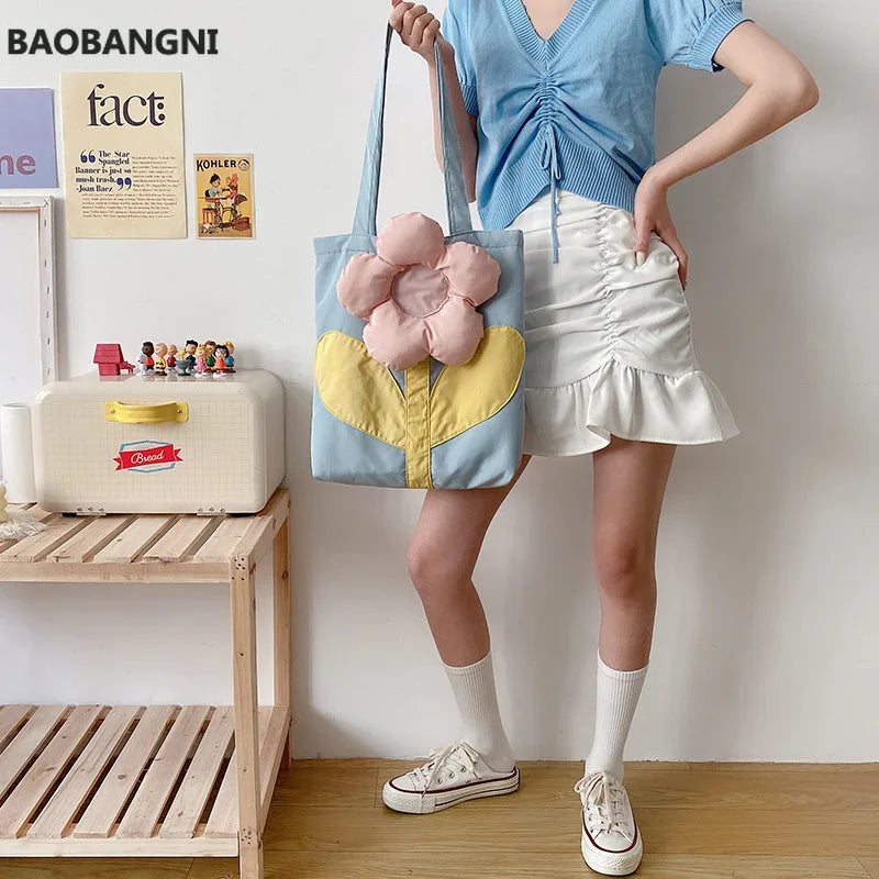 Spring Women Messenger Bag Lovely Flower Ladies Large Capacity Shopping Bags