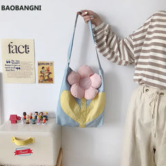 Spring Women Messenger Bag Lovely Flower Ladies Large Capacity Shopping Bags