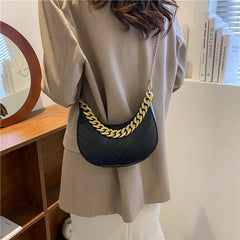 Spring Portable Hobos Bags Women Retro Chain Solid Crossbody Shoulder Handbag
