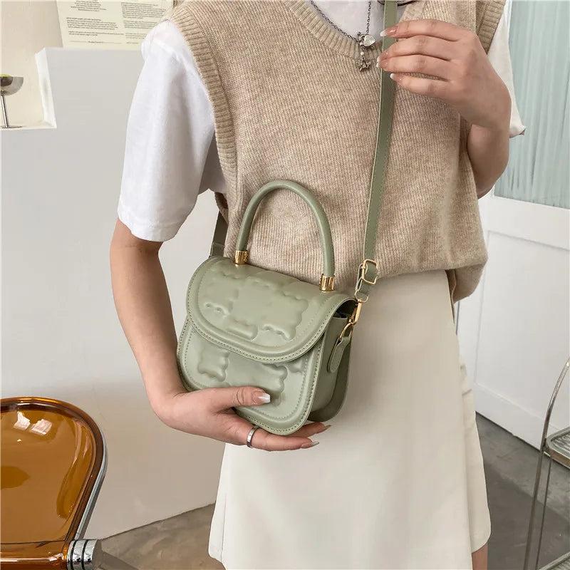 Spring Retro Shoulder Handbag Casual Indentation Messenger Bag