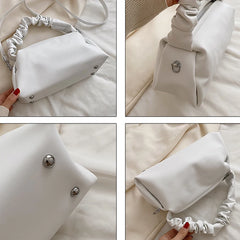 Spring Small Women's Pleated Strap Handbag Soft Leather Messenger Bag