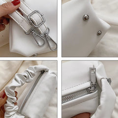 Spring Small Women's Pleated Strap Handbag Soft Leather Messenger Bag