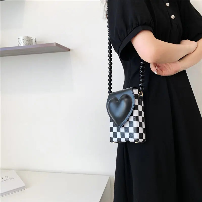 Checkerboard Small Square Bag Crossbody Bags Women Mini Tote Bag