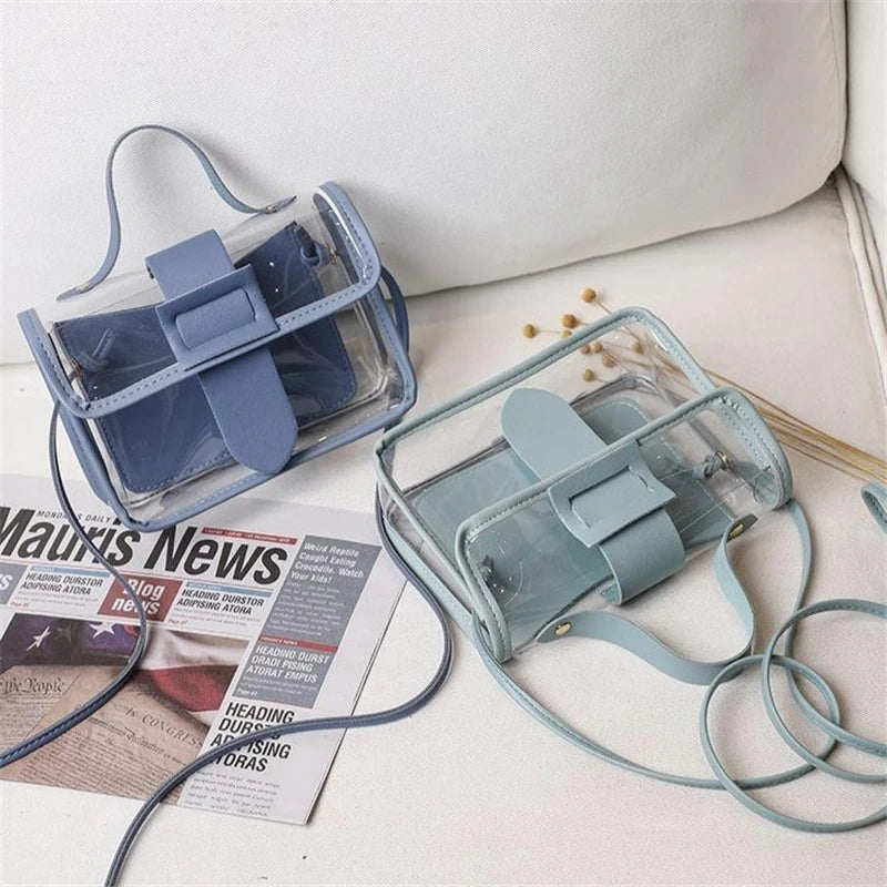 Summer Transparent Square Sling Bag PVC Shoulder Bag Sweet Lady Bag