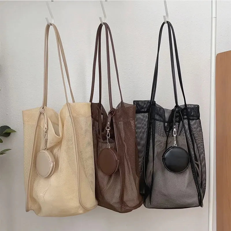 Hollow Out Women's Shoulder Bag Large Capacity Tote Bag for Ladies Casual Beach