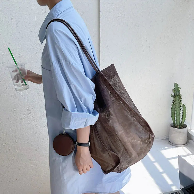 Hollow Out Women's Shoulder Bag Large Capacity Tote Bag for Ladies Casual Beach