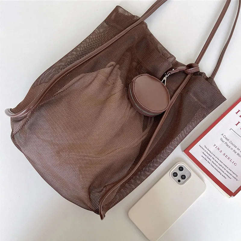 Hollow Out Women's Shoulder Bag Large Capacity Tote Bag for Ladies Casual Beach