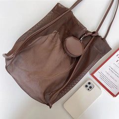 Hollow Out Women's Shoulder Bag Large Capacity Tote Bag for Ladies Casual Beach