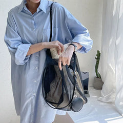 Hollow Out Women's Shoulder Bag Large Capacity Tote Bag for Ladies Casual Beach