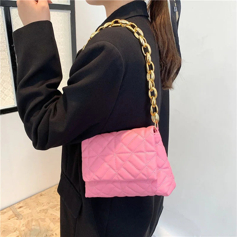 Spring Summer Lingge Small Bags Retro Women's Bags Portable Chain Bag