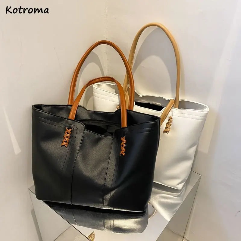 Spring Underarm Shoulder Bags for Women PU Leather Large Capacity Totes