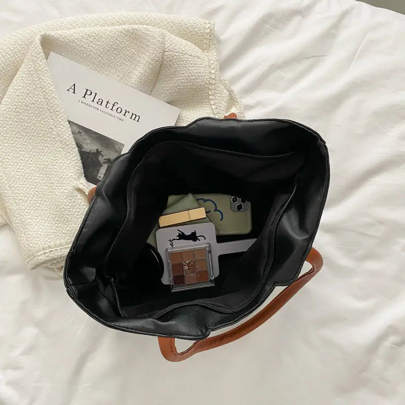 Spring Underarm Shoulder Bags for Women PU Leather Large Capacity Totes