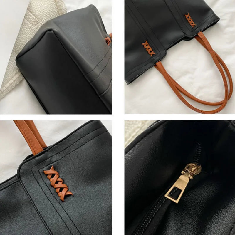 Spring Underarm Shoulder Bags for Women PU Leather Large Capacity Totes