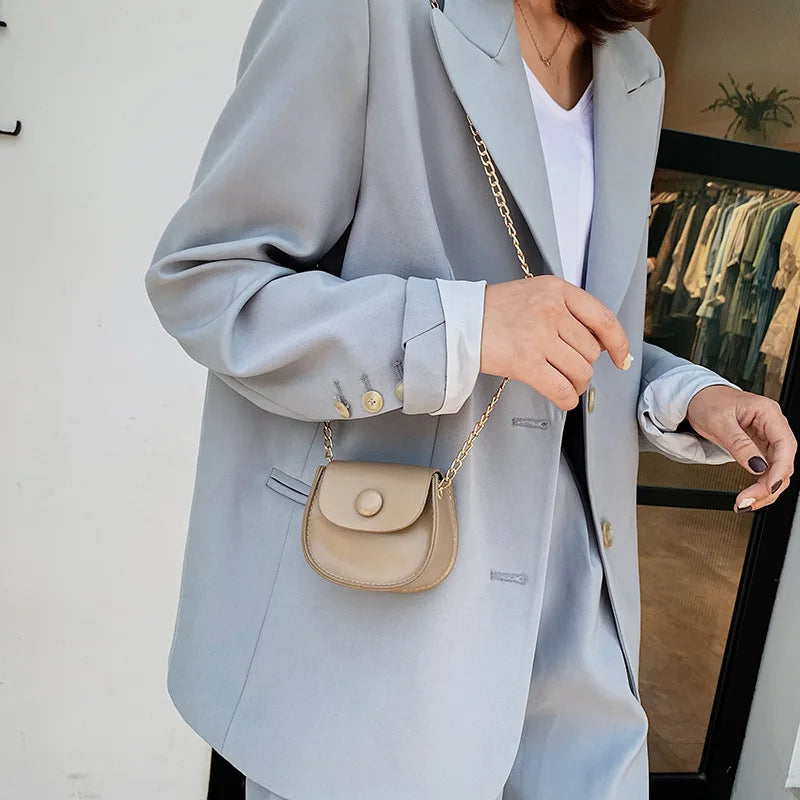 Girl Mini Saddle Bag Chain Small Shoulder Messenger Bag