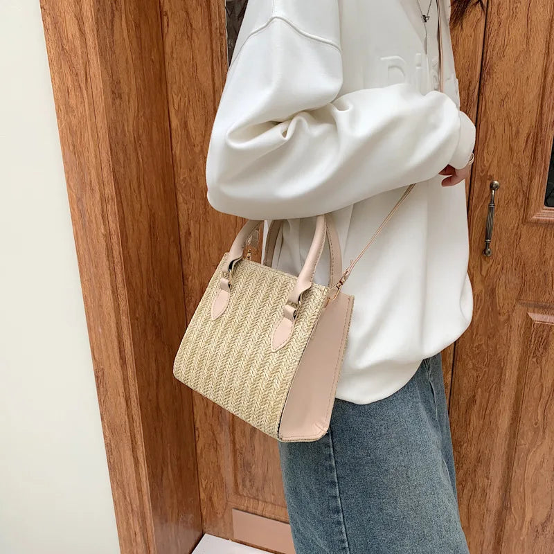 Spring/Summer Red Straw Small Square Bag