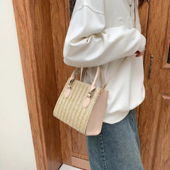 Spring/Summer Red Straw Small Square Bag